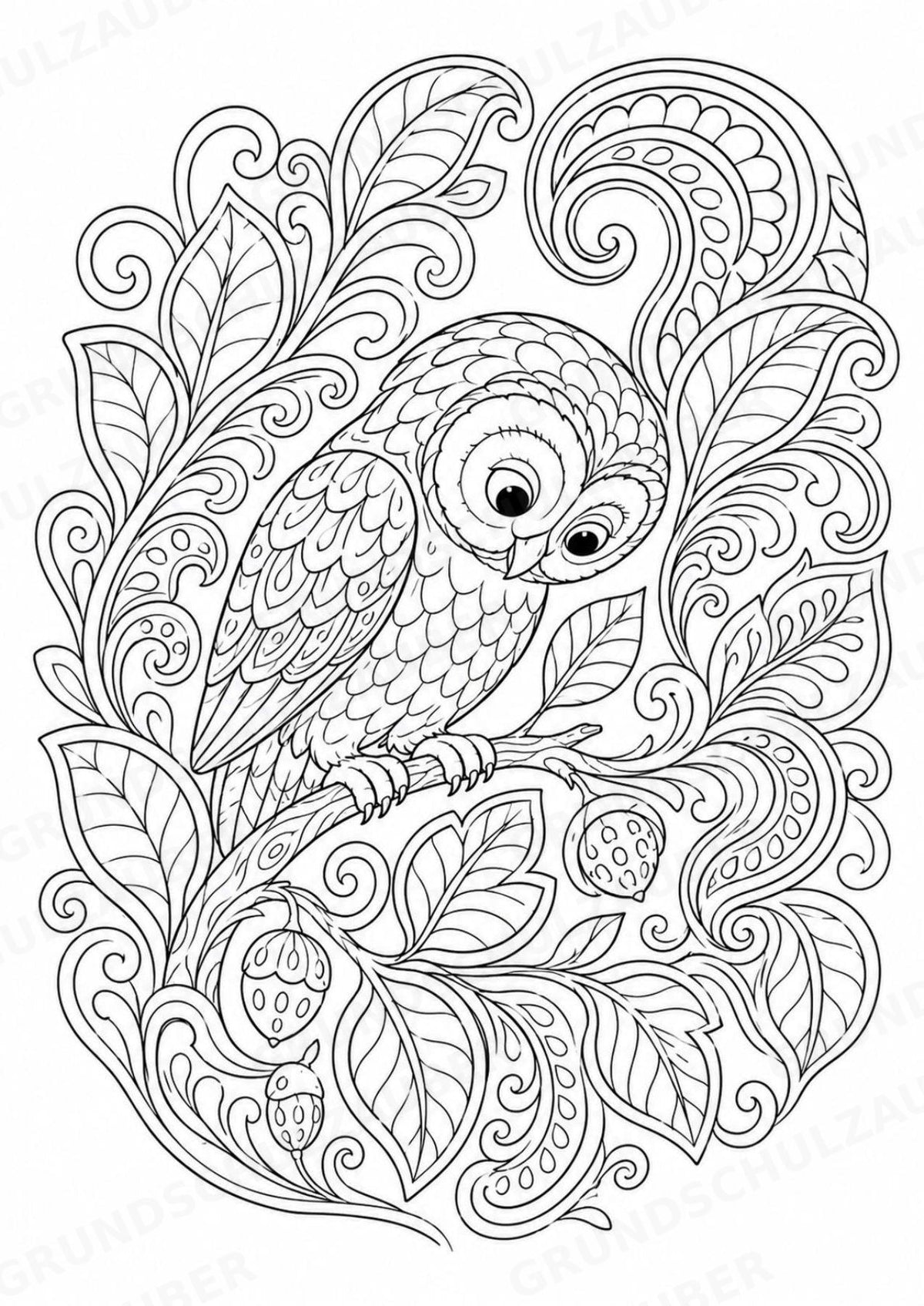 Eule Mandalas Ausmalbilder – Tiere – 15 Malvorlagen – Materialseite 15
