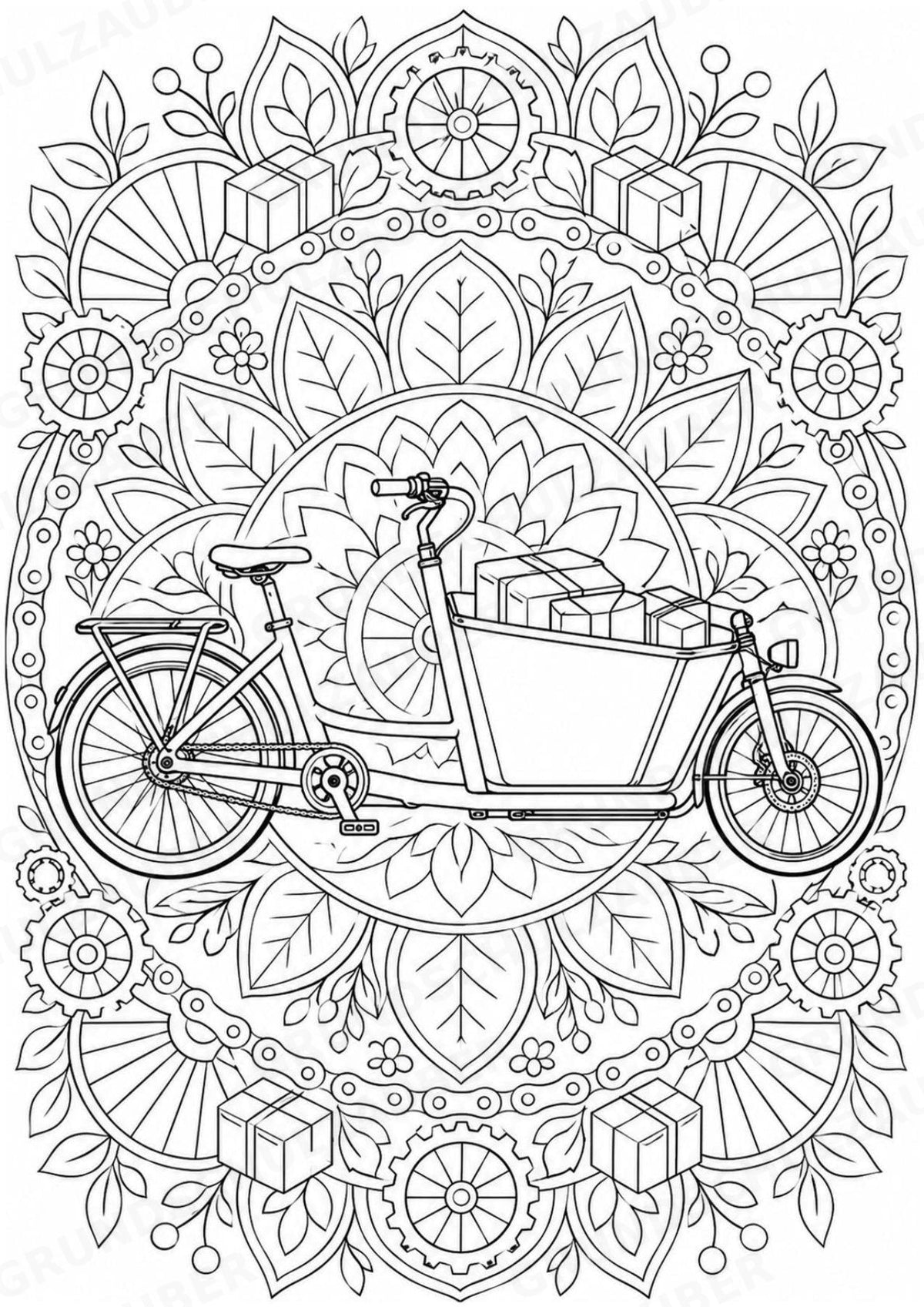 Fahrräder Mandalas Ausmalbilder – Fahrzeuge – 15 Malvorlagen – Materialseite 7