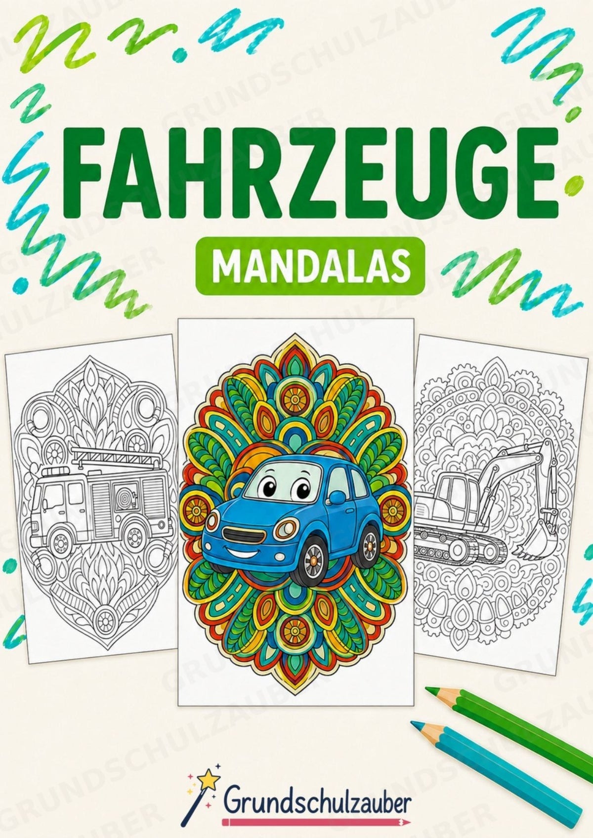 Fahrzeuge Mandalas Ausmalbilder – Fahrzeuge – 15 Malvorlagen – Cover