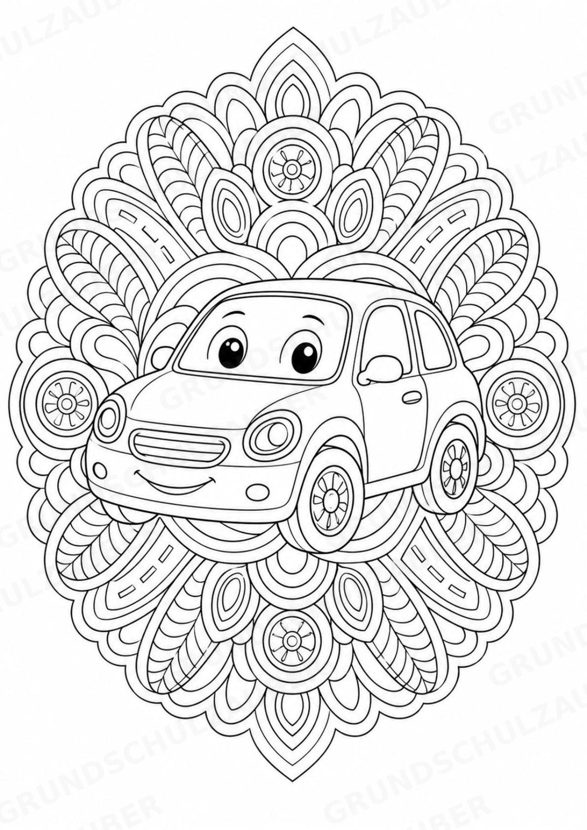 Fahrzeuge Mandalas Ausmalbilder – Fahrzeuge – 15 Malvorlagen – Materialseite 2