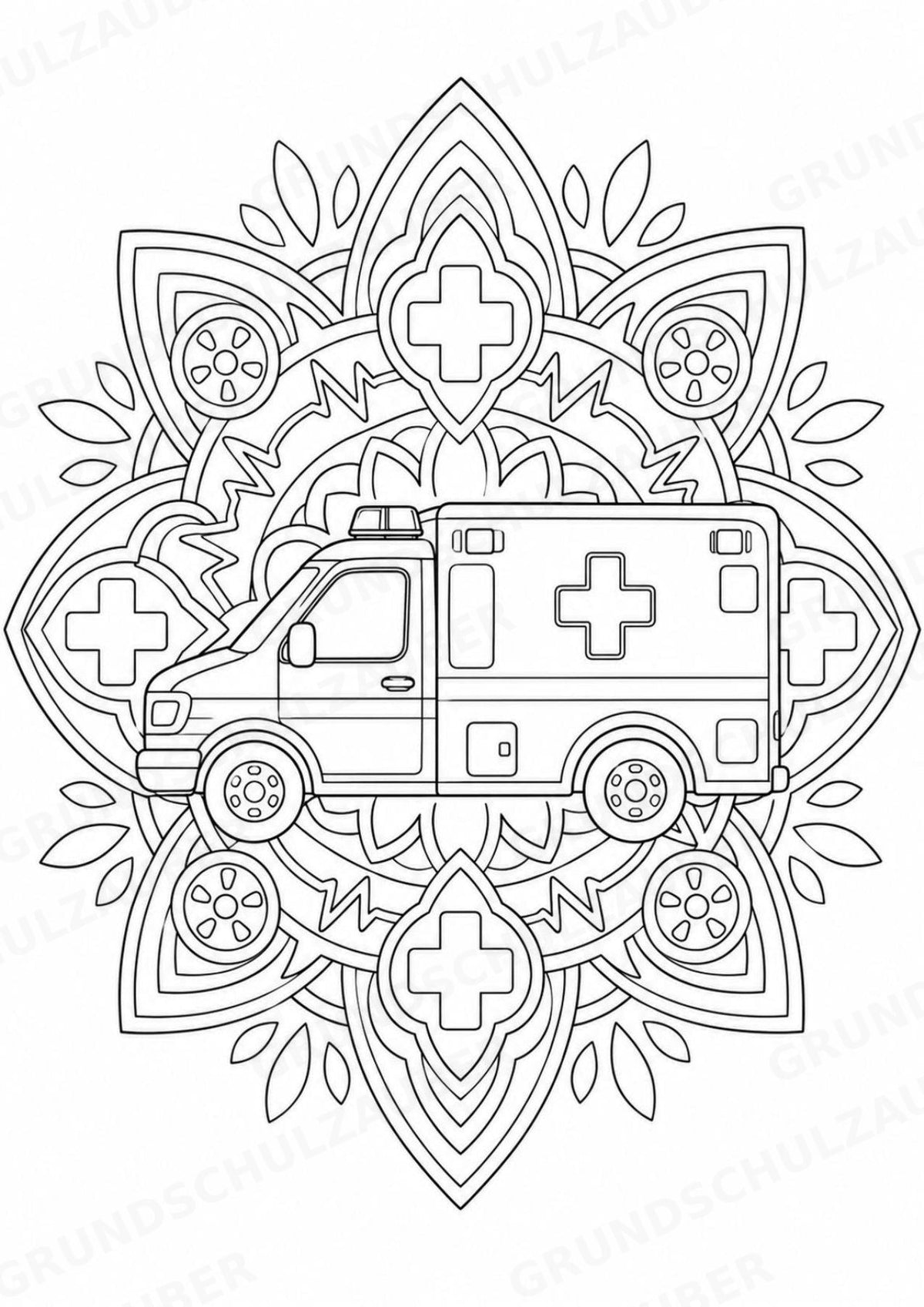 Fahrzeuge Mandalas Ausmalbilder – Fahrzeuge – 15 Malvorlagen – Materialseite 11