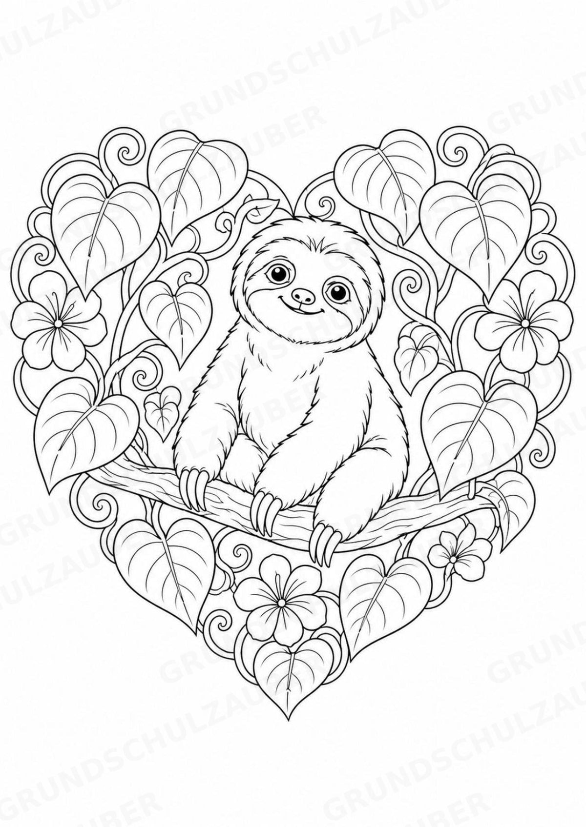 Faultier Mandalas Ausmalbilder – Tiere – 15 Malvorlagen – Materialseite 3