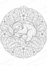 Faultier Mandalas Ausmalbilder – Tiere – 15 Malvorlagen – Materialseite 5