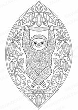 Faultier Mandalas Ausmalbilder – Tiere – 15 Malvorlagen – Materialseite 6