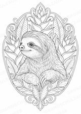 Faultier Mandalas Ausmalbilder – Tiere – 15 Malvorlagen – Materialseite 7