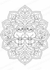 Faultier Mandalas Ausmalbilder – Tiere – 15 Malvorlagen – Materialseite 9