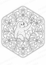 Faultier Mandalas Ausmalbilder – Tiere – 15 Malvorlagen – Materialseite 12