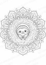 Faultier Mandalas Ausmalbilder – Tiere – 15 Malvorlagen – Materialseite 13