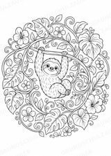 Faultier Mandalas Ausmalbilder – Tiere – 15 Malvorlagen – Materialseite 14