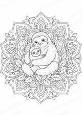 Faultier Mandalas Ausmalbilder – Tiere – 15 Malvorlagen – Materialseite 16