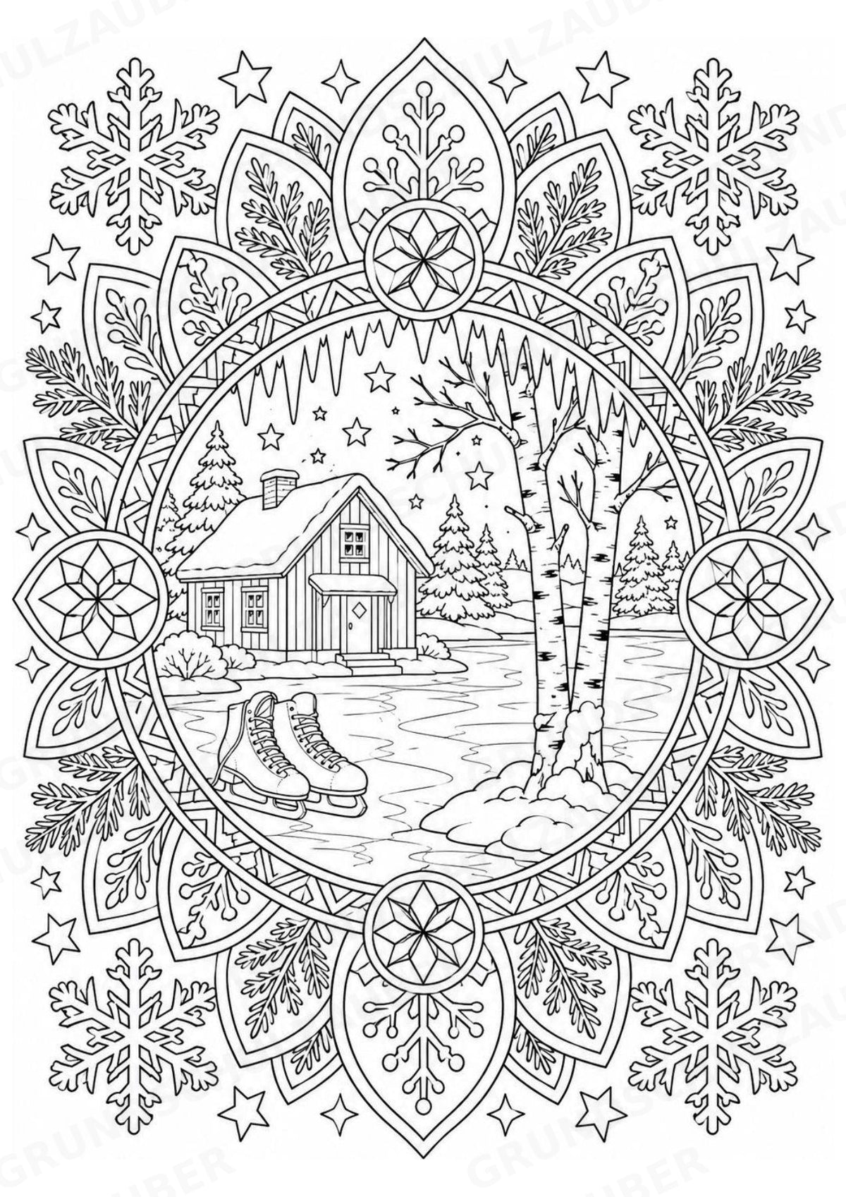 Finnland Mandalas Ausmalbilder – Länder und Kulturen – 15 Malvorlagen – Materialseite 16