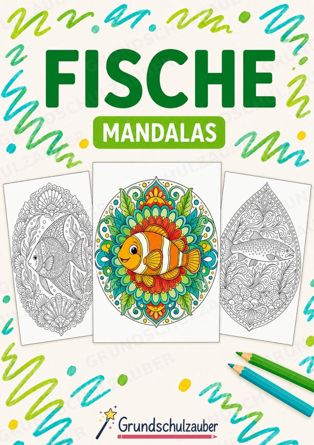 Fische Mandalas Ausmalbilder – Tiere – 15 Malvorlagen – Cover