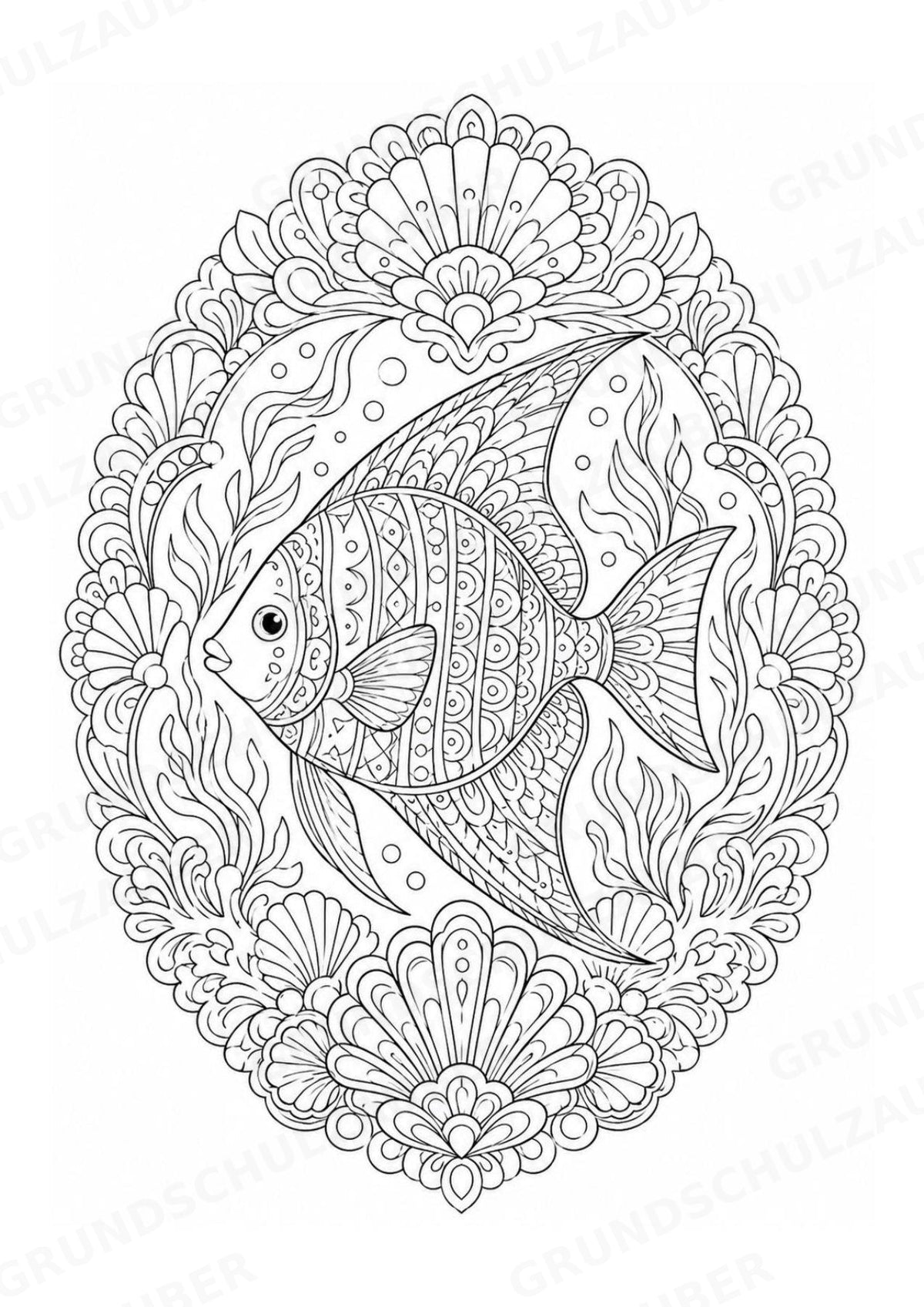 Fische Mandalas Ausmalbilder – Tiere – 15 Malvorlagen – Materialseite 3