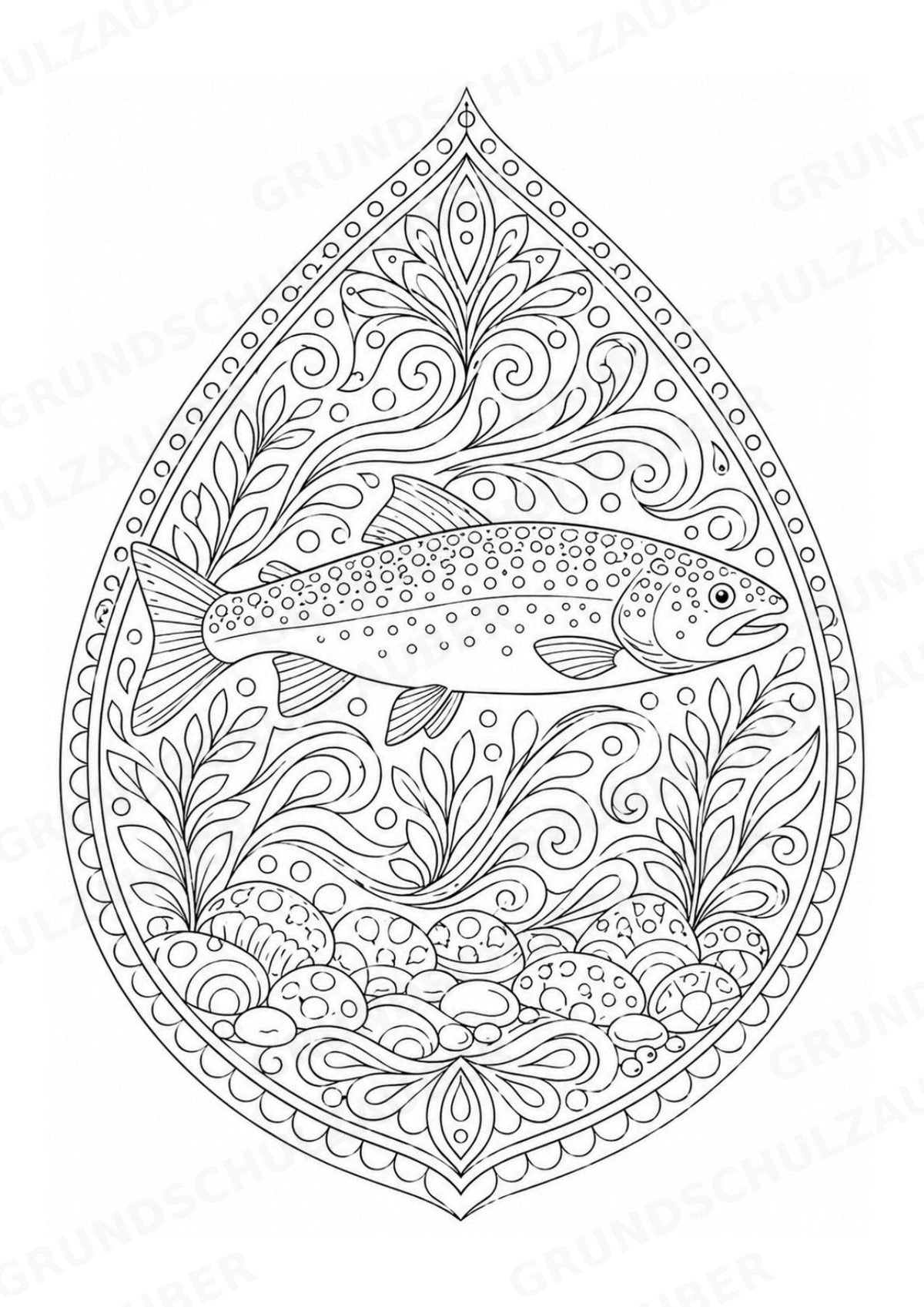 Fische Mandalas Ausmalbilder – Tiere – 15 Malvorlagen – Materialseite 4