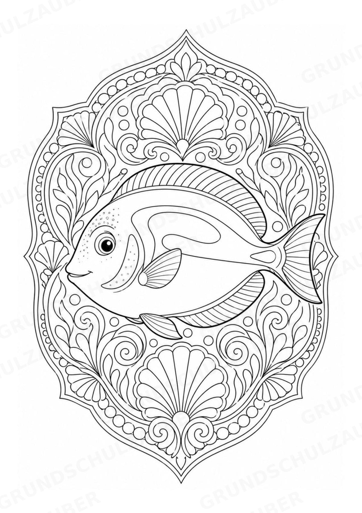 Fische Mandalas Ausmalbilder – Tiere – 15 Malvorlagen – Materialseite 7