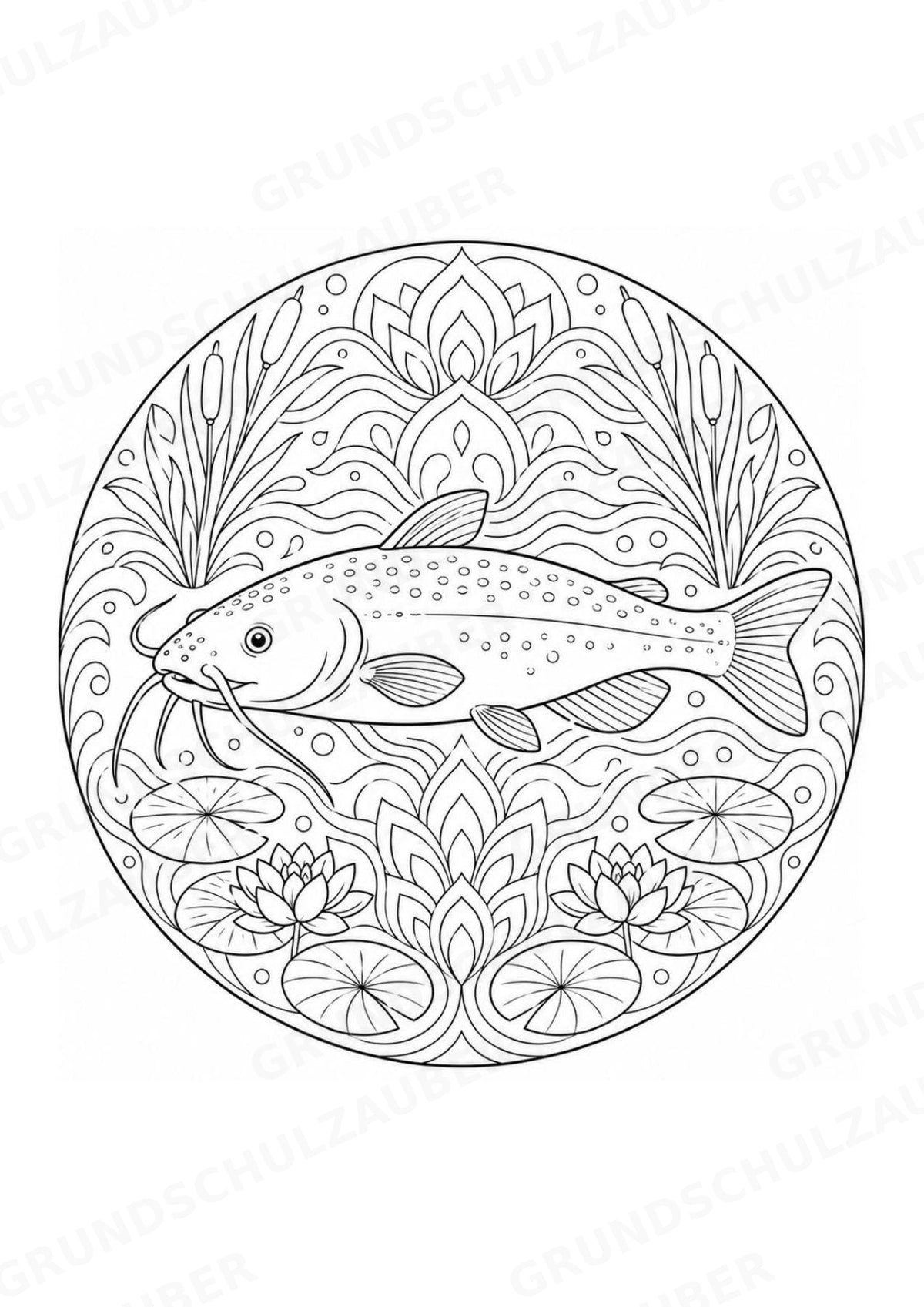 Fische Mandalas Ausmalbilder – Tiere – 15 Malvorlagen – Materialseite 10