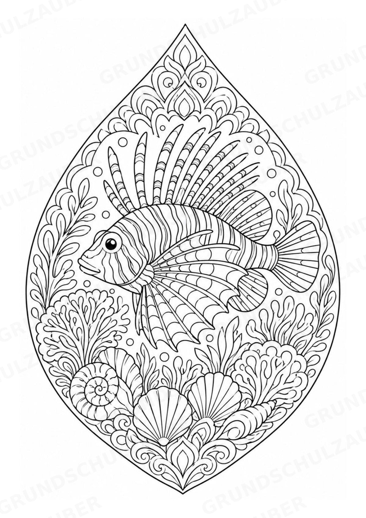 Fische Mandalas Ausmalbilder – Tiere – 15 Malvorlagen – Materialseite 15