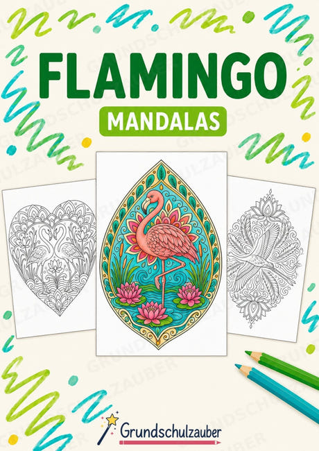 Flamingo Mandalas Ausmalbilder – Tiere – 15 Malvorlagen – Cover