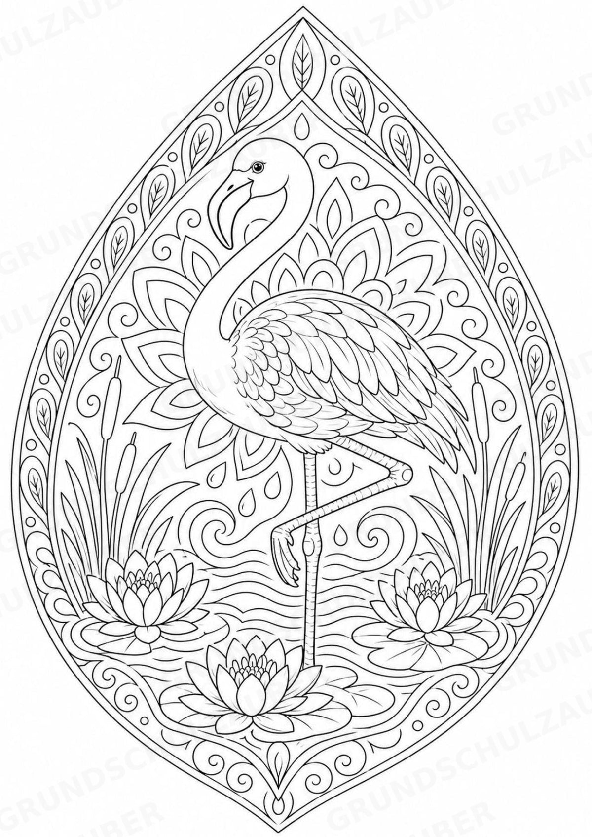 Flamingo Mandalas Ausmalbilder – Tiere – 15 Malvorlagen – Materialseite 2