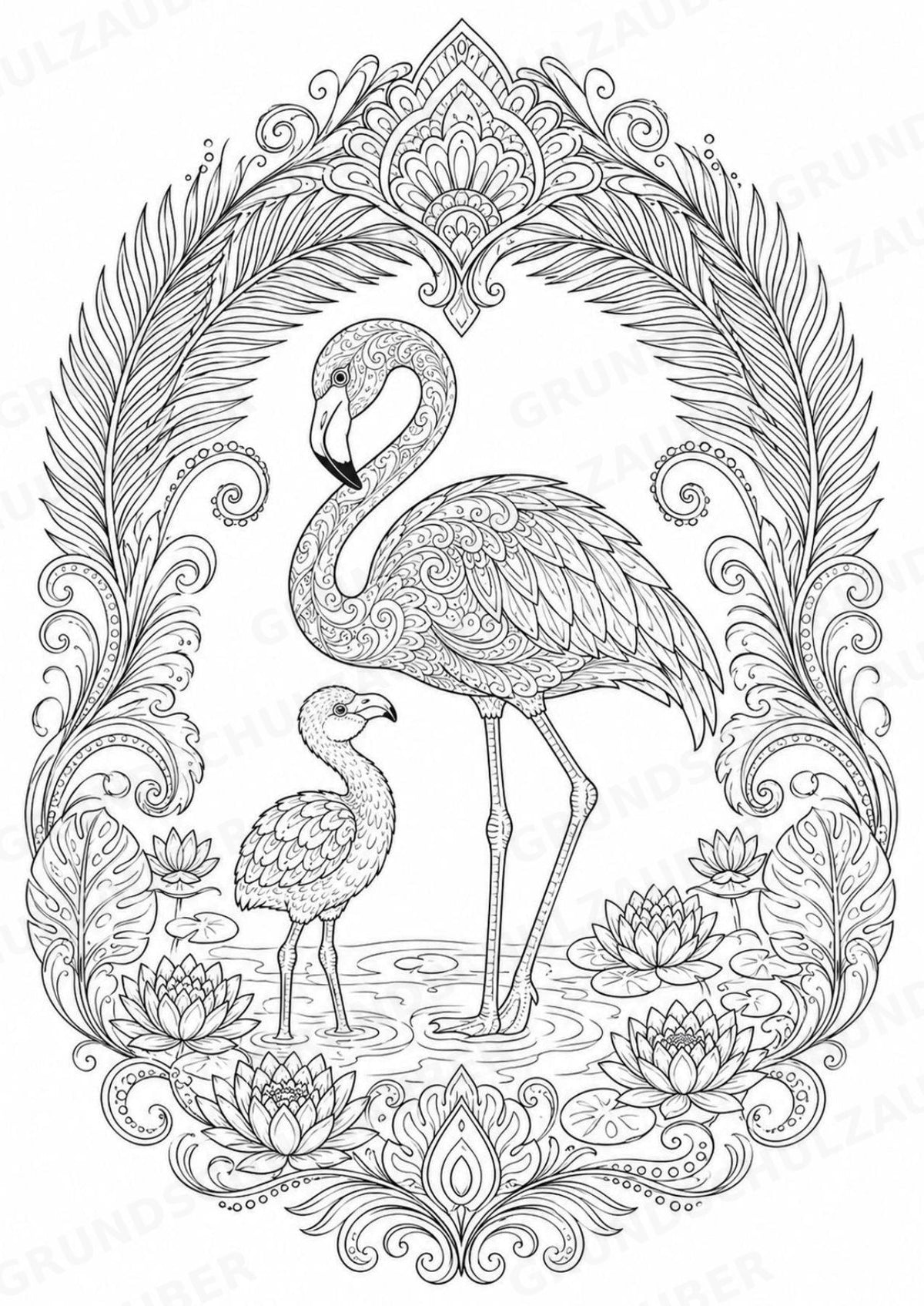 Flamingo Mandalas Ausmalbilder – Tiere – 15 Malvorlagen – Materialseite 8