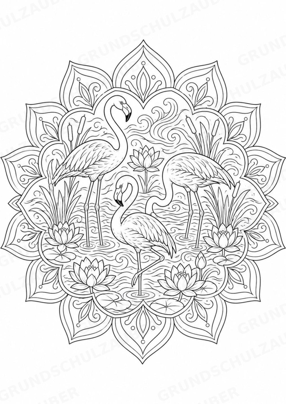 Flamingo Mandalas Ausmalbilder – Tiere – 15 Malvorlagen – Materialseite 9