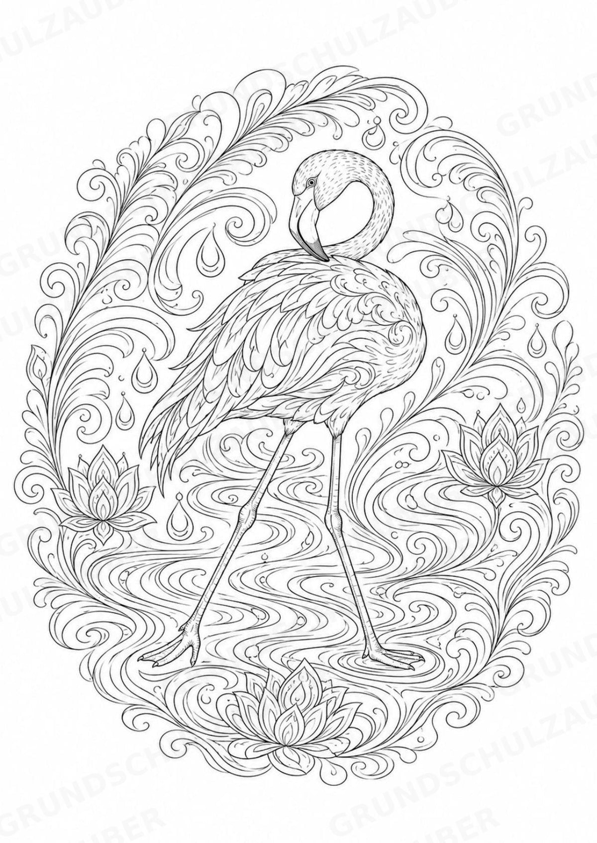 Flamingo Mandalas Ausmalbilder – Tiere – 15 Malvorlagen – Materialseite 14
