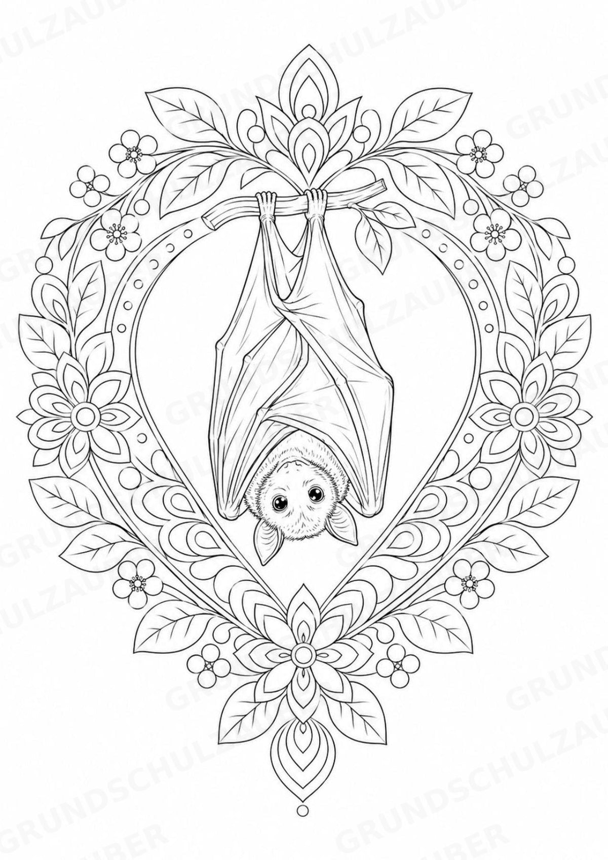 Fledermaus Mandalas Ausmalbilder – Tiere – 15 Malvorlagen – Materialseite 2