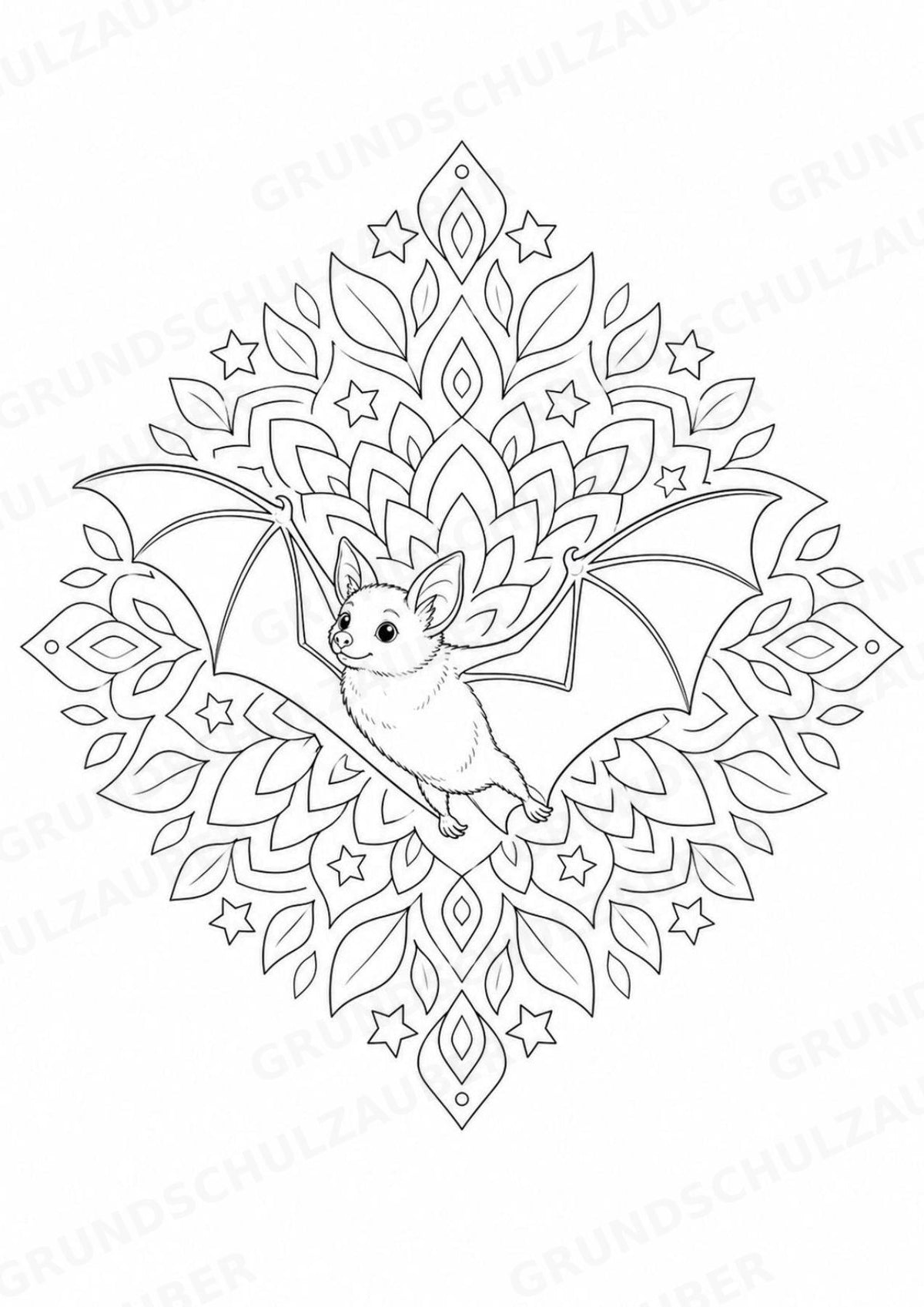 Fledermaus Mandalas Ausmalbilder – Tiere – 15 Malvorlagen – Materialseite 4