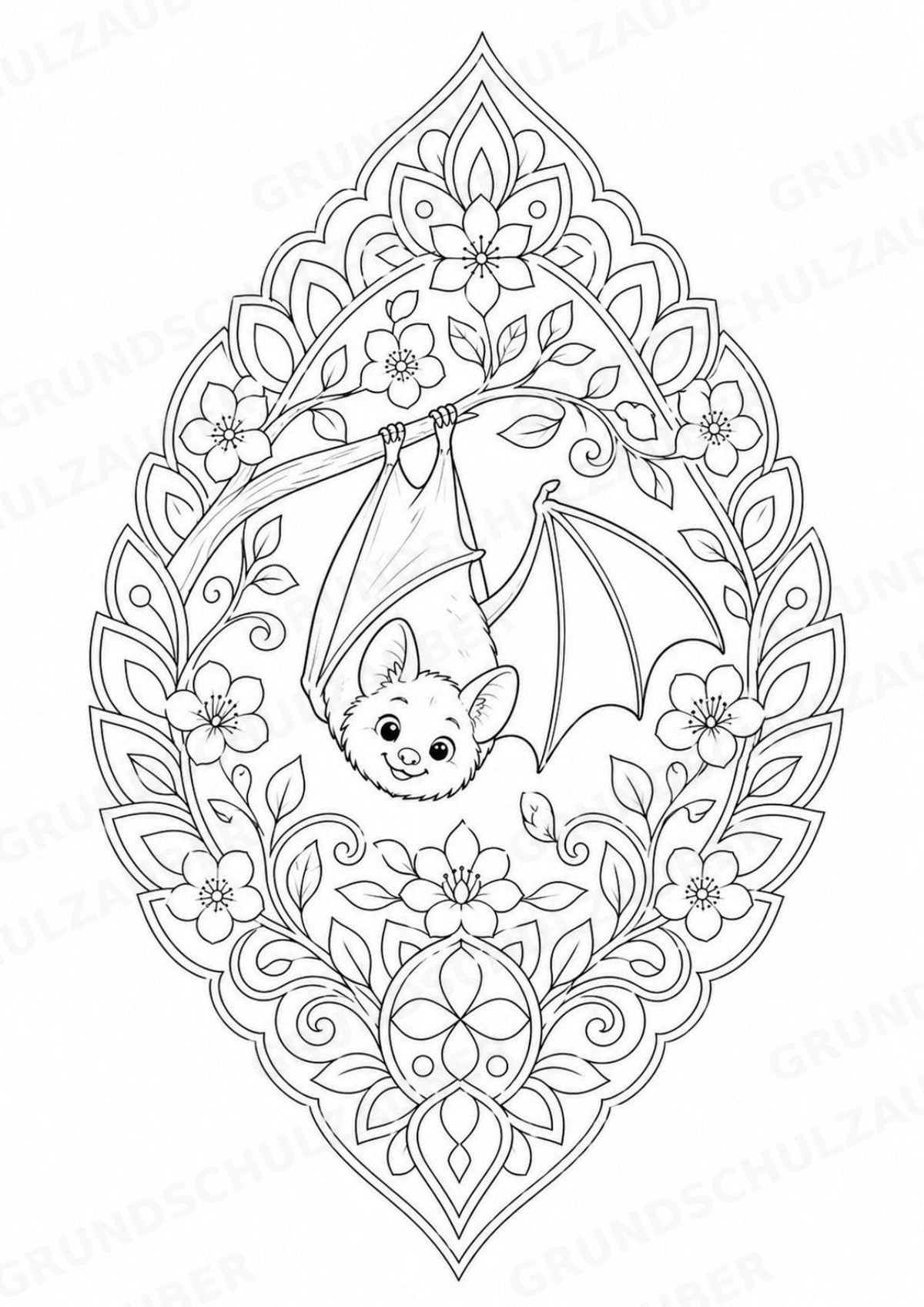 Fledermaus Mandalas Ausmalbilder – Tiere – 15 Malvorlagen – Materialseite 6