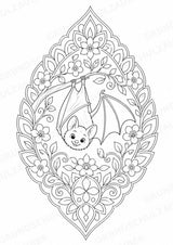 Fledermaus Mandalas Ausmalbilder – Tiere – 15 Malvorlagen – Materialseite 6