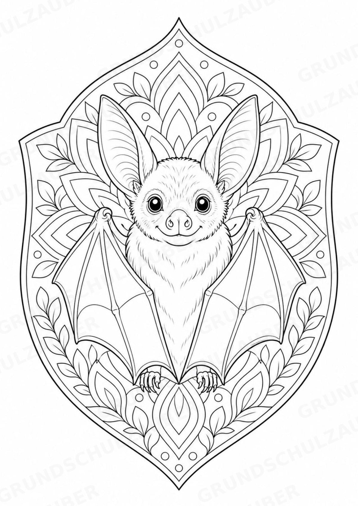 Fledermaus Mandalas Ausmalbilder – Tiere – 15 Malvorlagen – Materialseite 7