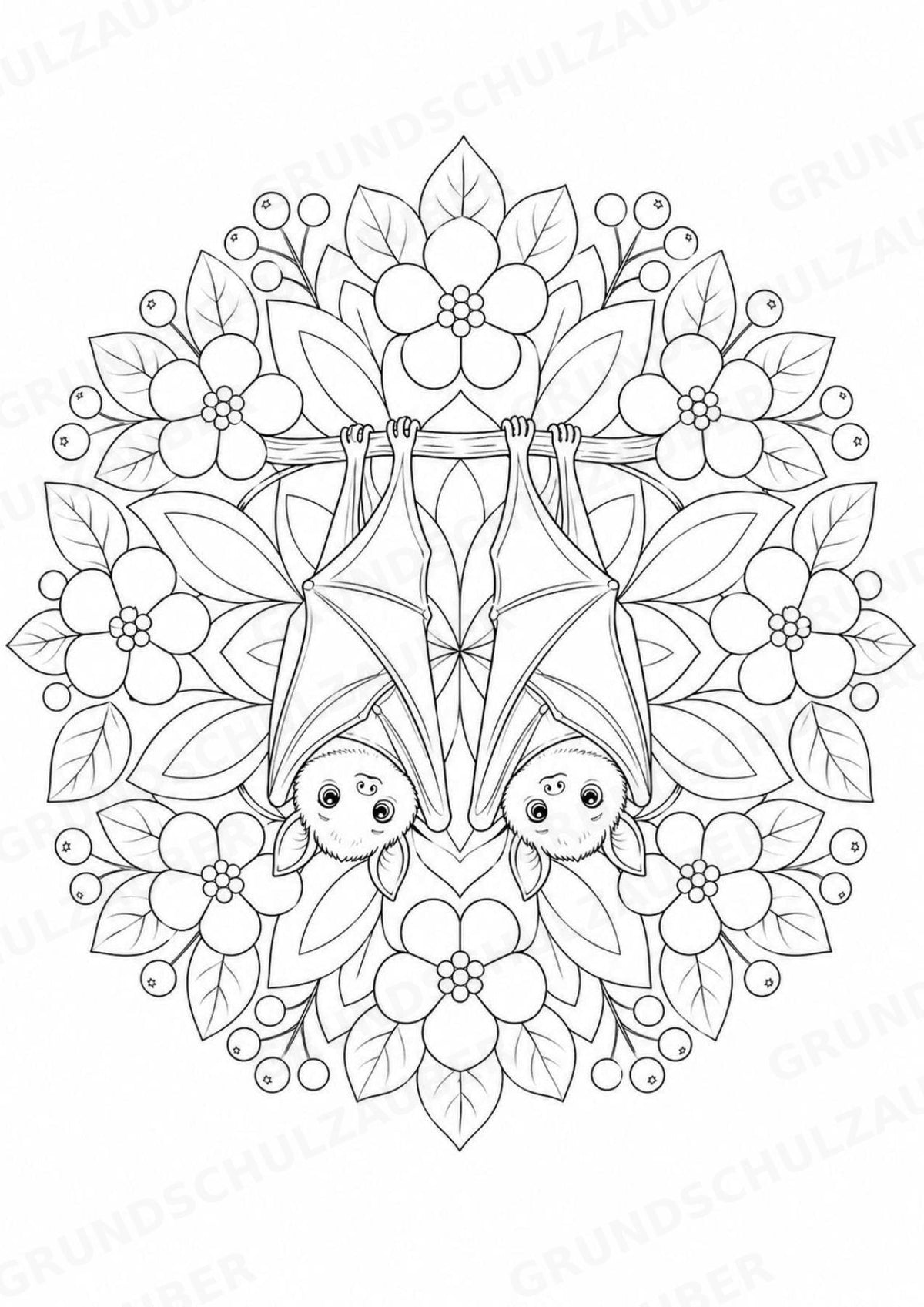 Fledermaus Mandalas Ausmalbilder – Tiere – 15 Malvorlagen – Materialseite 9