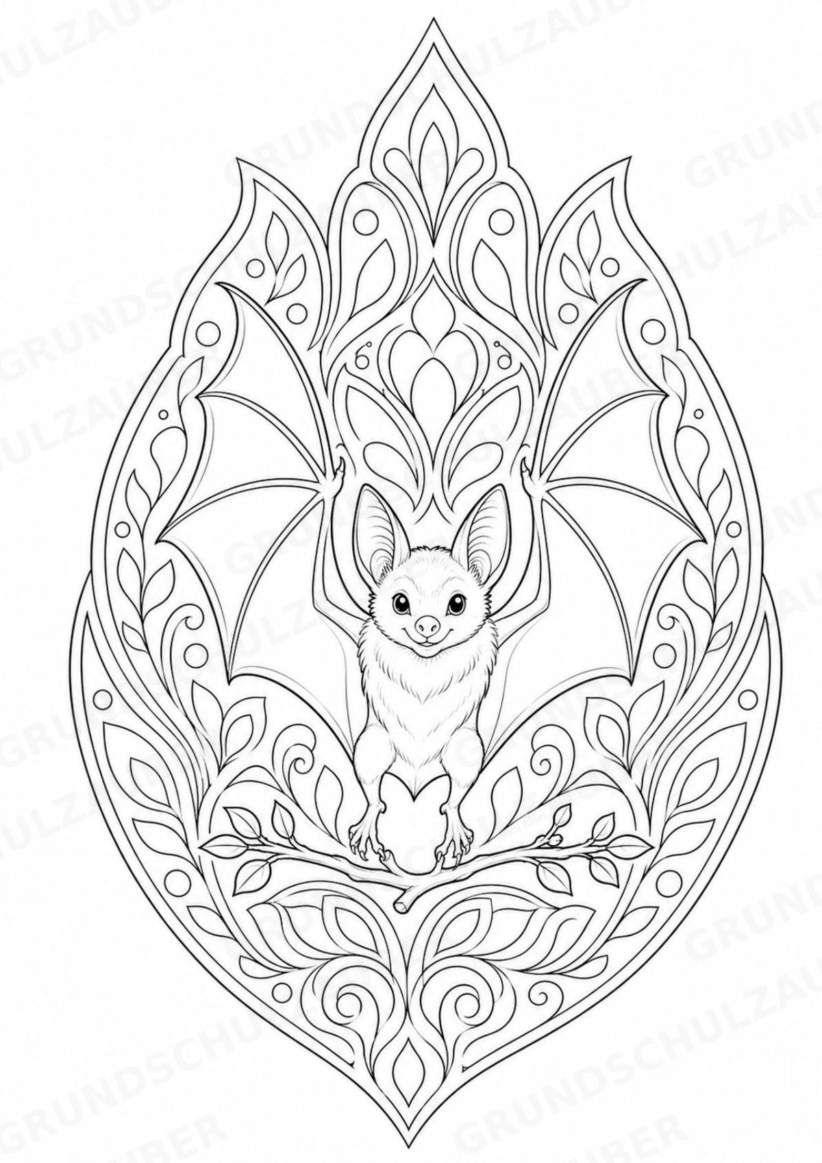 Fledermaus Mandalas Ausmalbilder – Tiere – 15 Malvorlagen – Materialseite 10