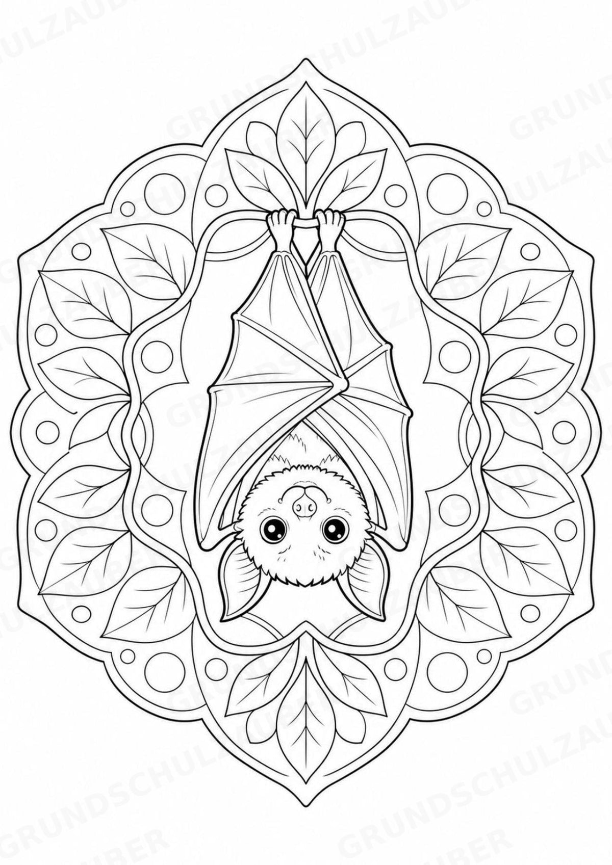 Fledermaus Mandalas Ausmalbilder – Tiere – 15 Malvorlagen – Materialseite 12