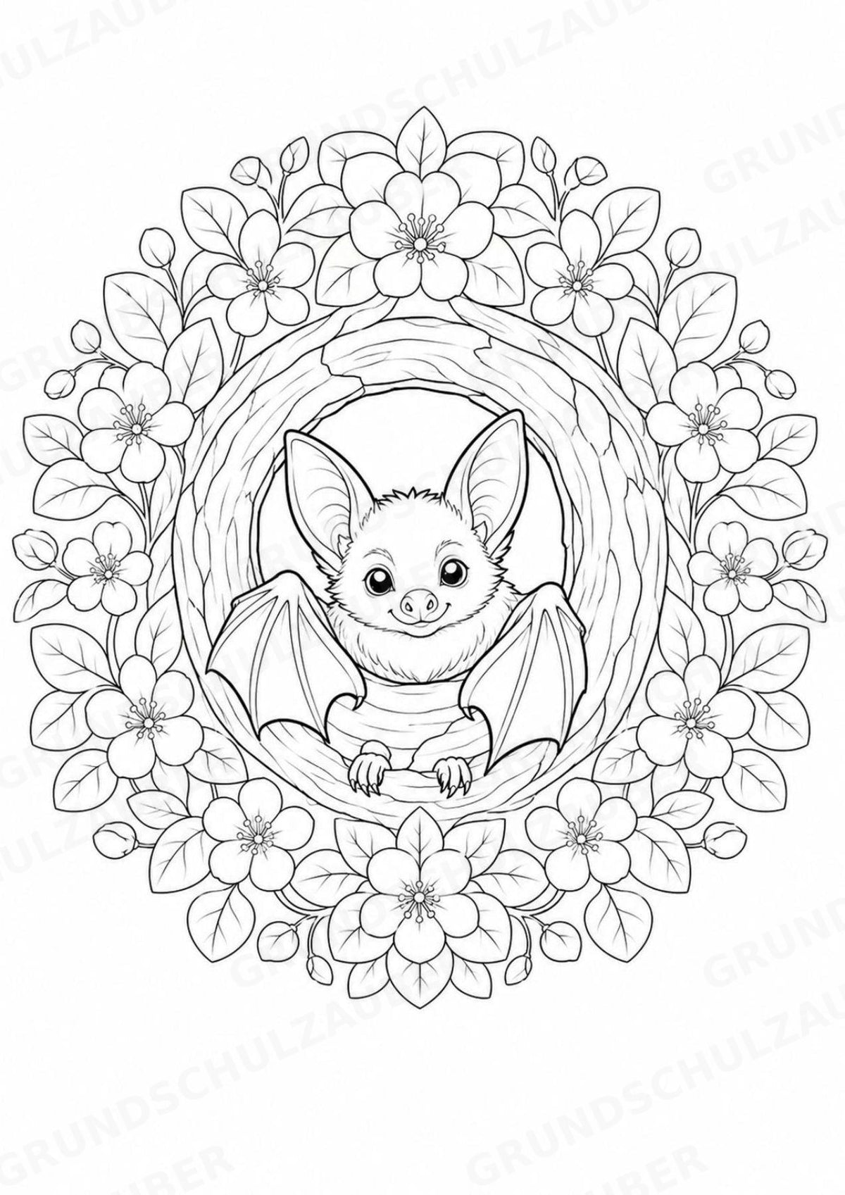 Fledermaus Mandalas Ausmalbilder – Tiere – 15 Malvorlagen – Materialseite 13