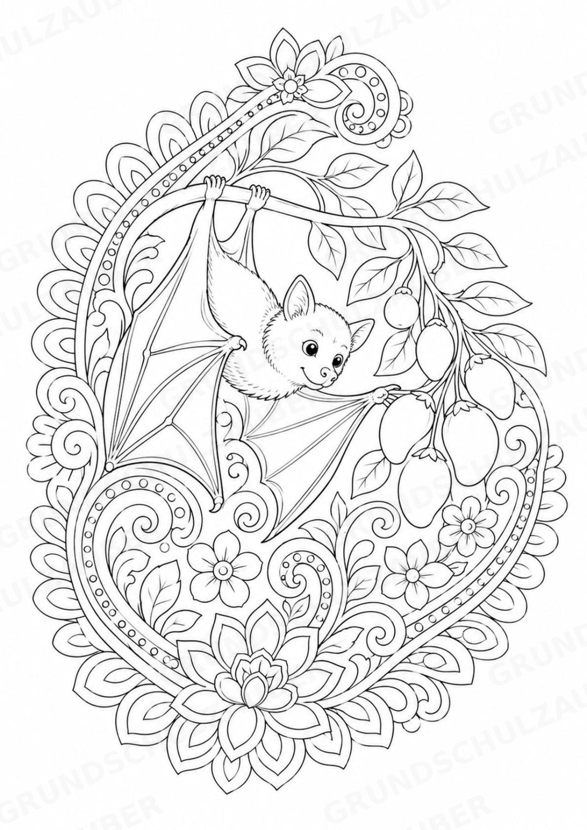 Fledermaus Mandalas Ausmalbilder – Tiere – 15 Malvorlagen – Materialseite 15