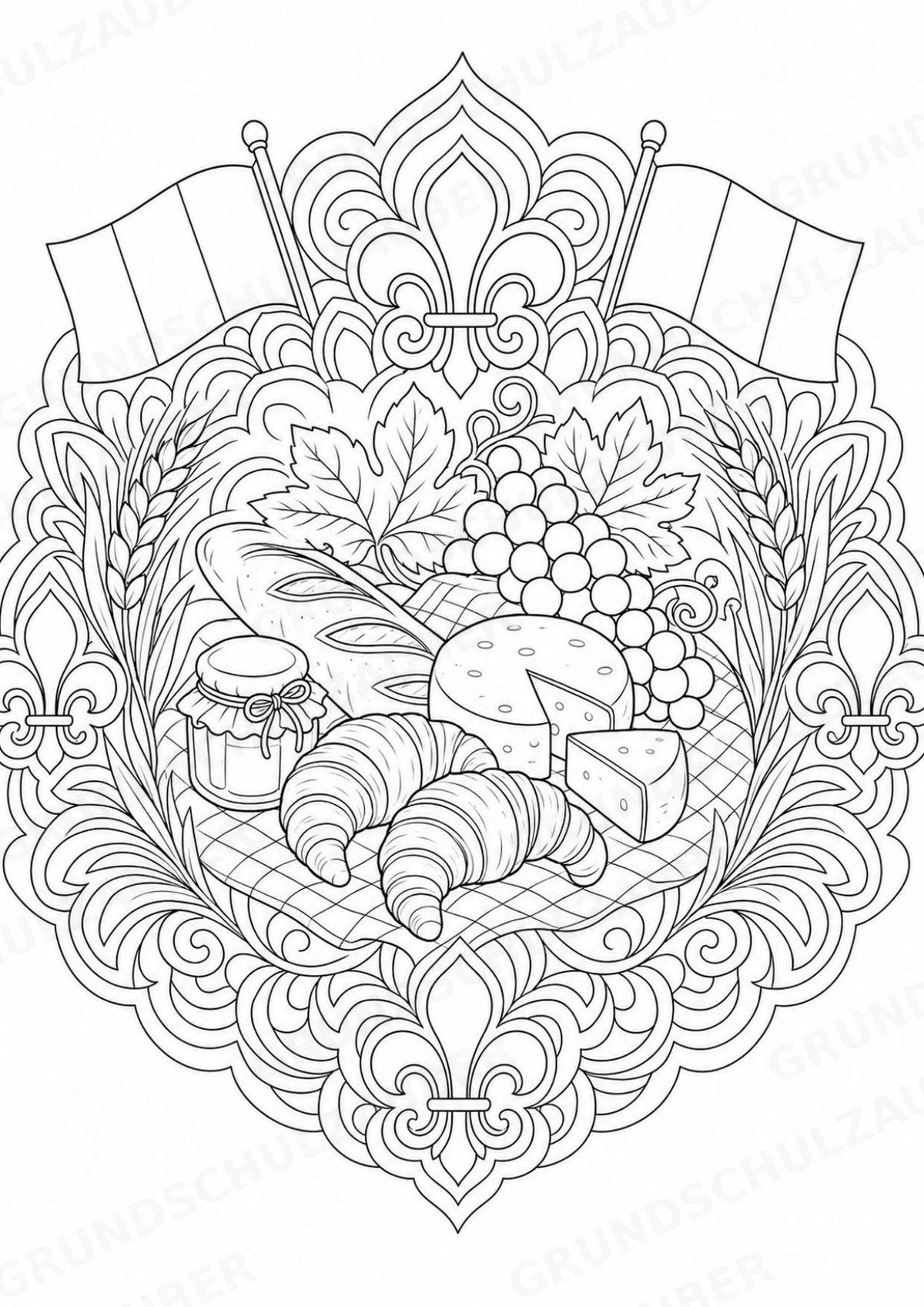 Frankreich Mandalas Ausmalbilder – Länder und Kulturen – 15 Malvorlagen – Materialseite 11