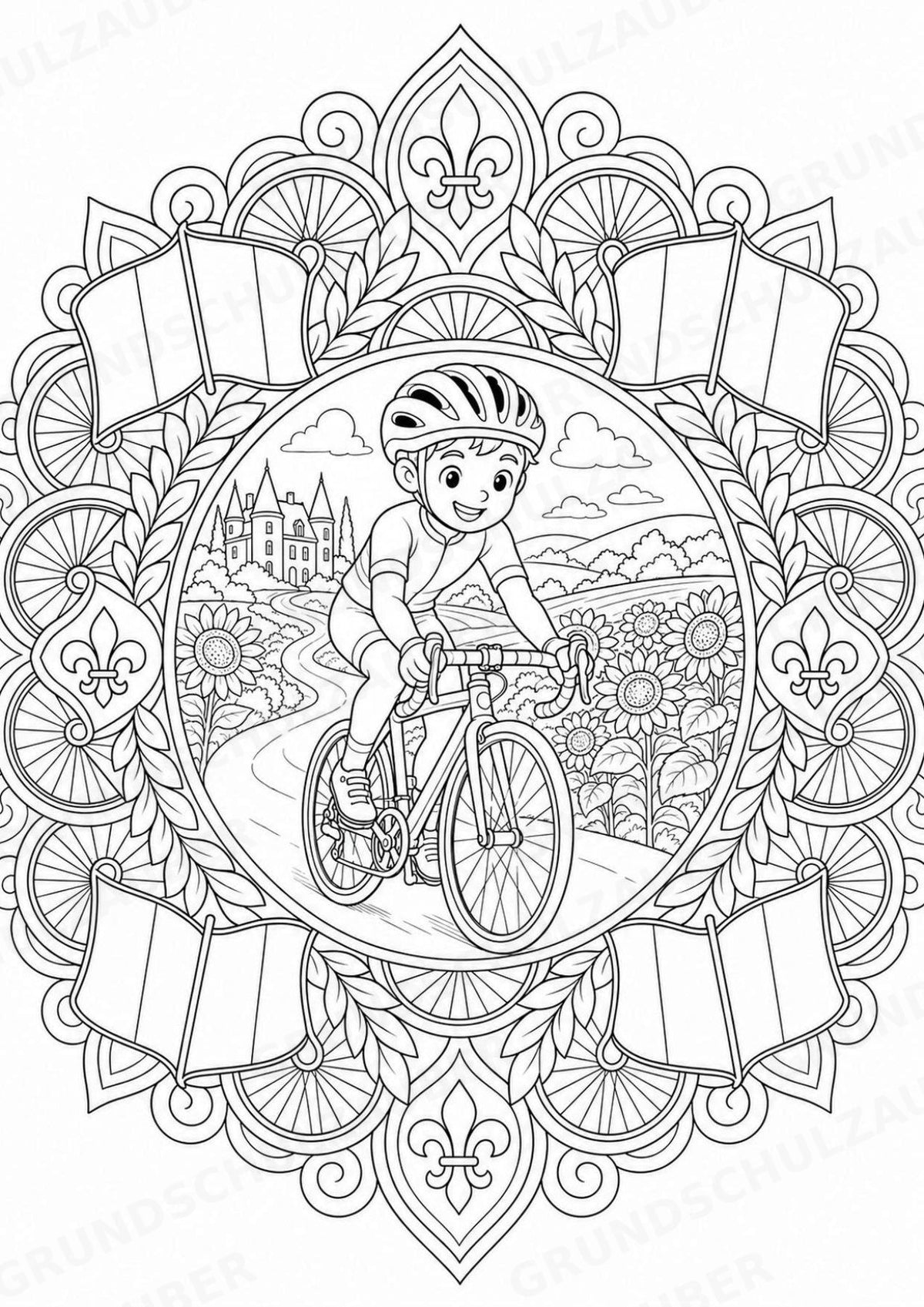 Frankreich Mandalas Ausmalbilder – Länder und Kulturen – 15 Malvorlagen – Materialseite 13