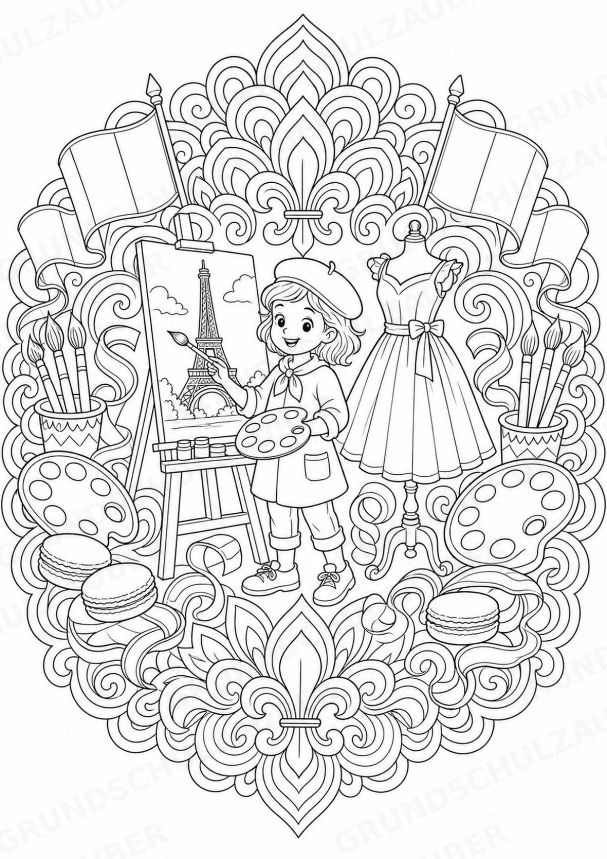 Frankreich Mandalas Ausmalbilder – Länder und Kulturen – 15 Malvorlagen – Materialseite 15