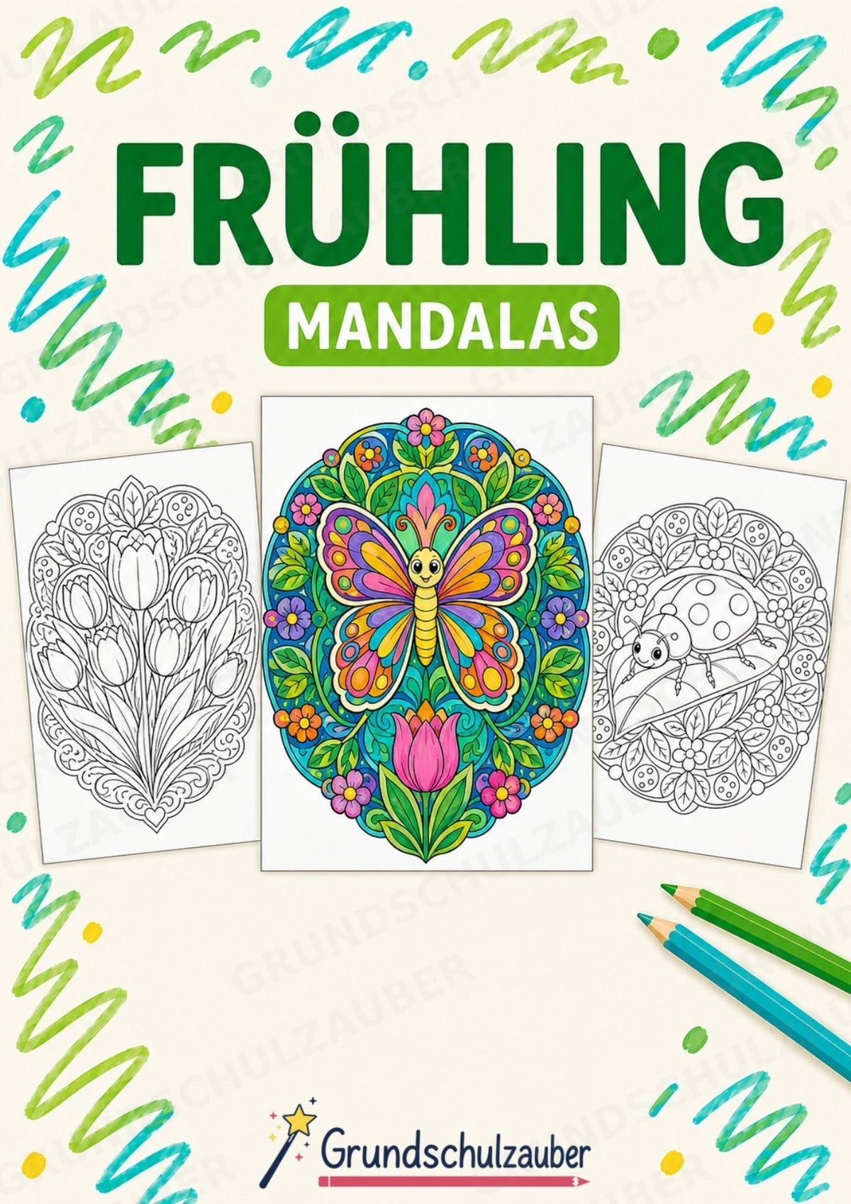 Frühling Mandalas Ausmalbilder – Wetter und Jahreszeiten – 15 Malvorlagen – Cover