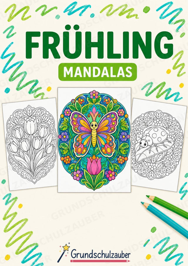Frühling Mandalas Ausmalbilder – Wetter und Jahreszeiten – 15 Malvorlagen – Cover