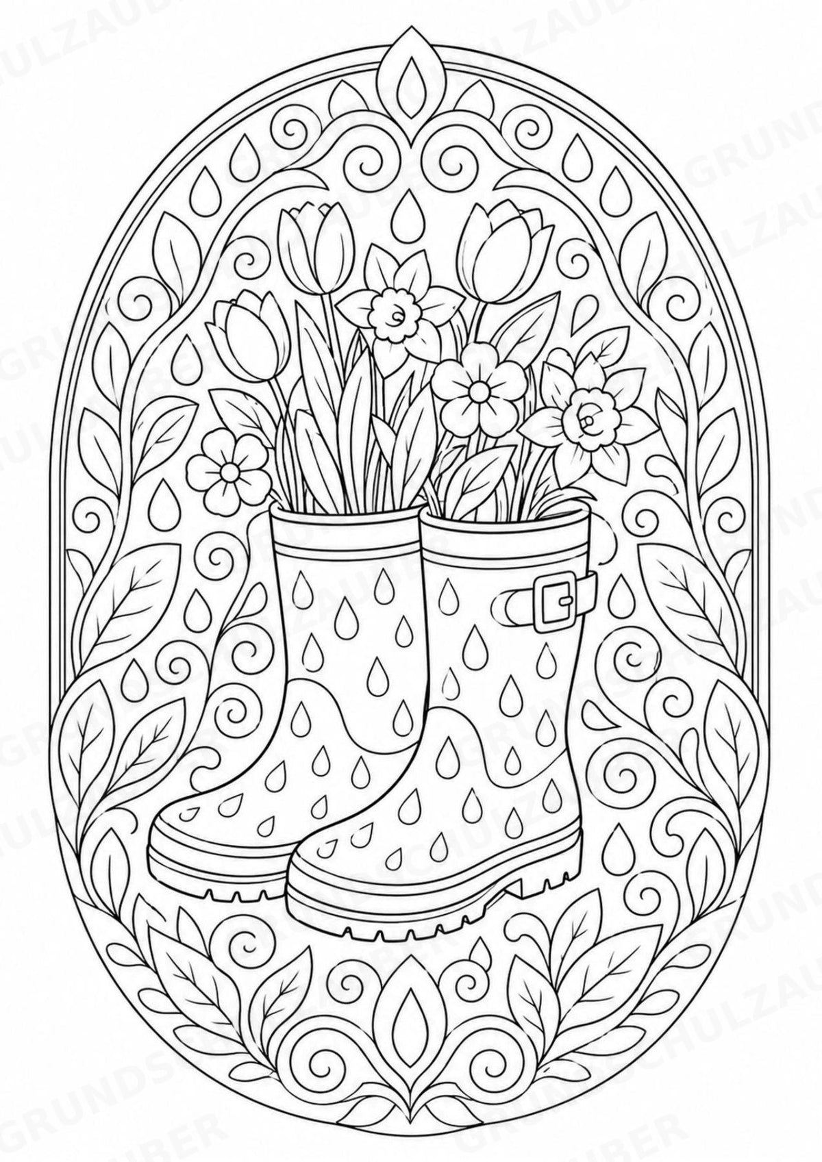 Frühling Mandalas Ausmalbilder – Wetter und Jahreszeiten – 15 Malvorlagen – Materialseite 8