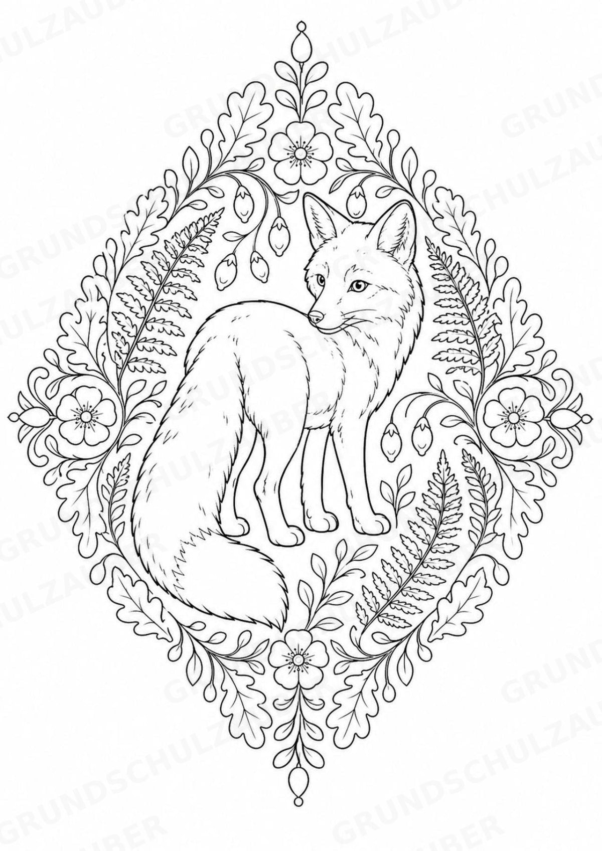 Fuchs Mandalas Ausmalbilder – Tiere – 15 Malvorlagen – Materialseite 10