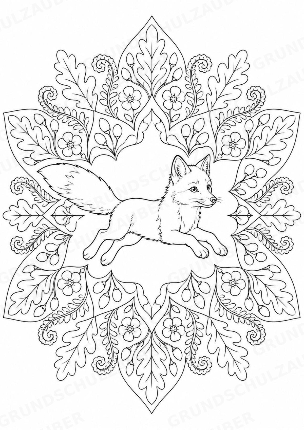 Fuchs Mandalas Ausmalbilder – Tiere – 15 Malvorlagen – Materialseite 14