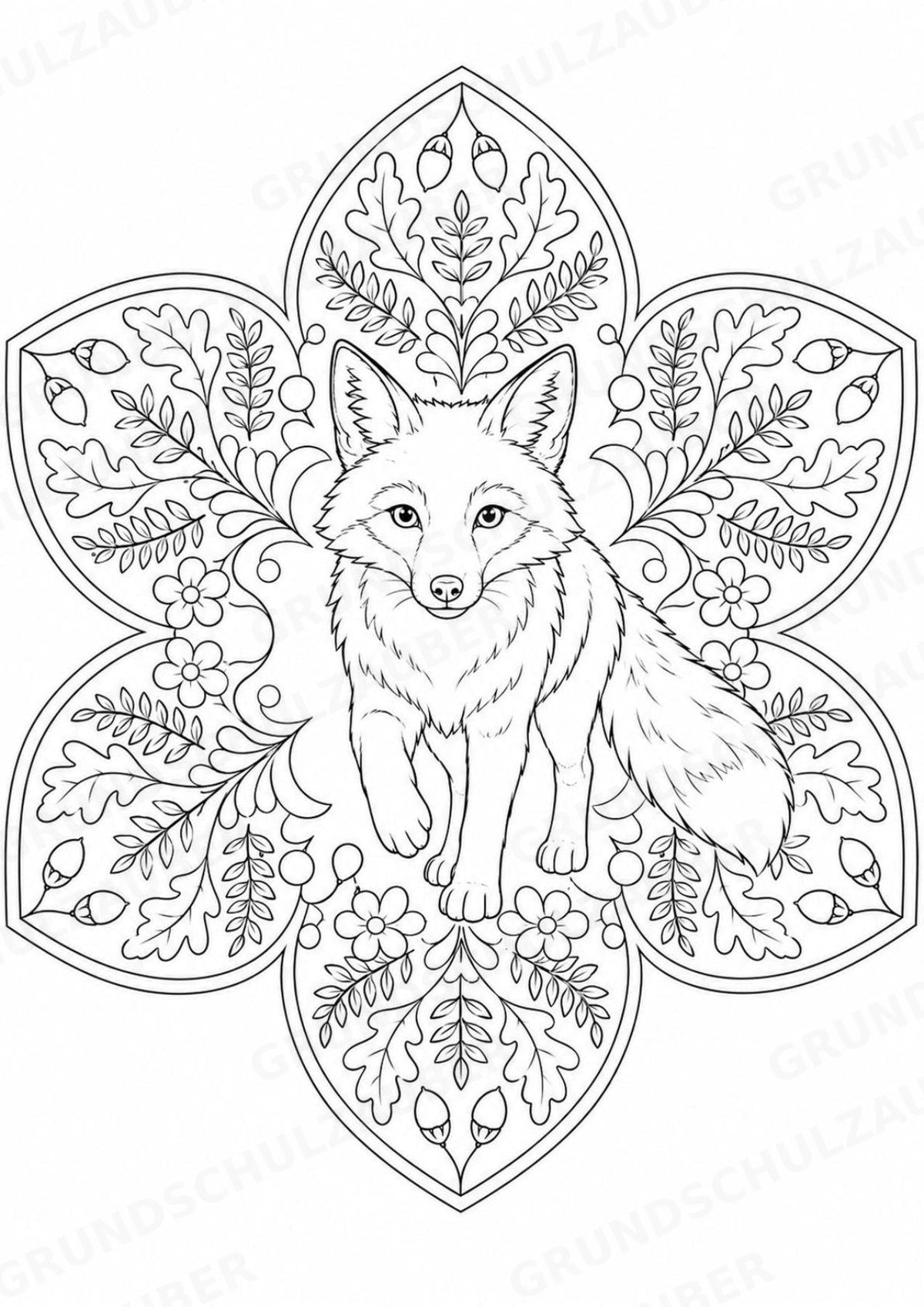 Fuchs Mandalas Ausmalbilder – Tiere – 15 Malvorlagen – Materialseite 16