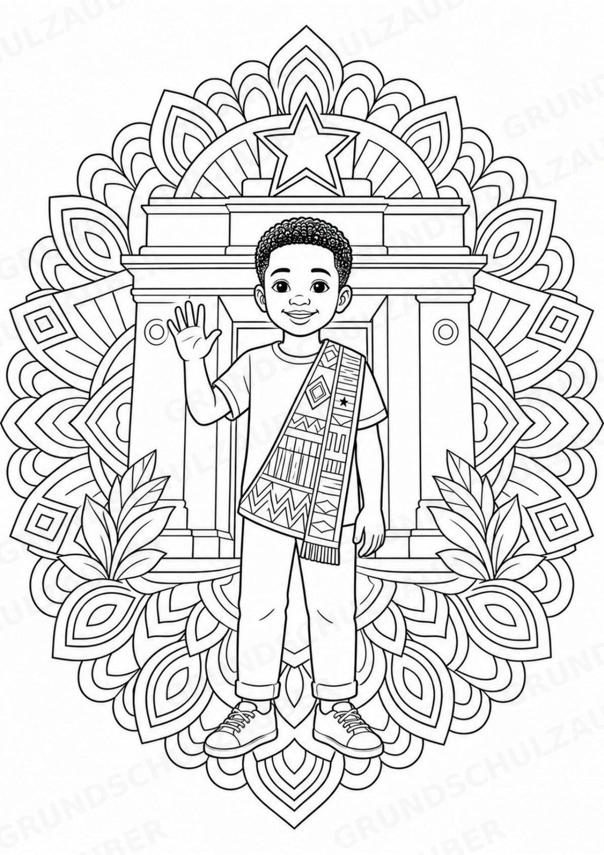 Ghana Mandalas Ausmalbilder – Länder und Kulturen – 15 Malvorlagen – Materialseite 2