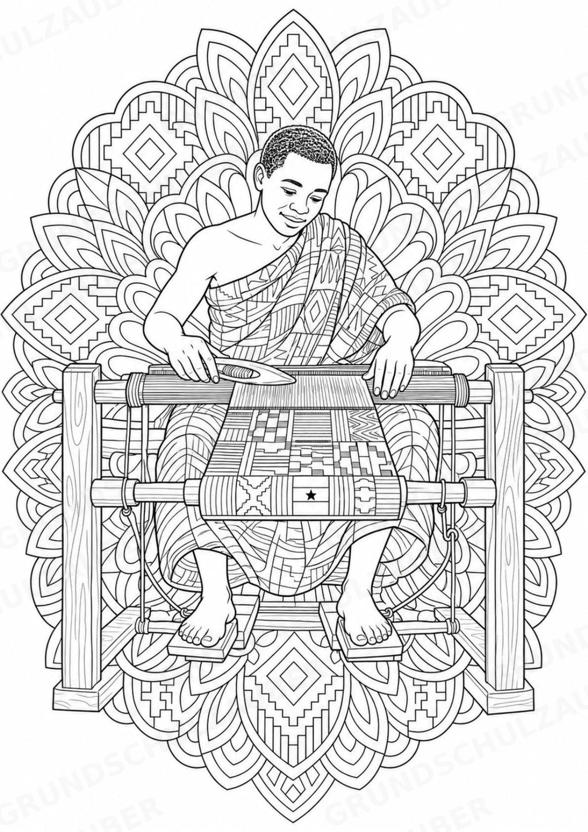 Ghana Mandalas Ausmalbilder – Länder und Kulturen – 15 Malvorlagen – Materialseite 8