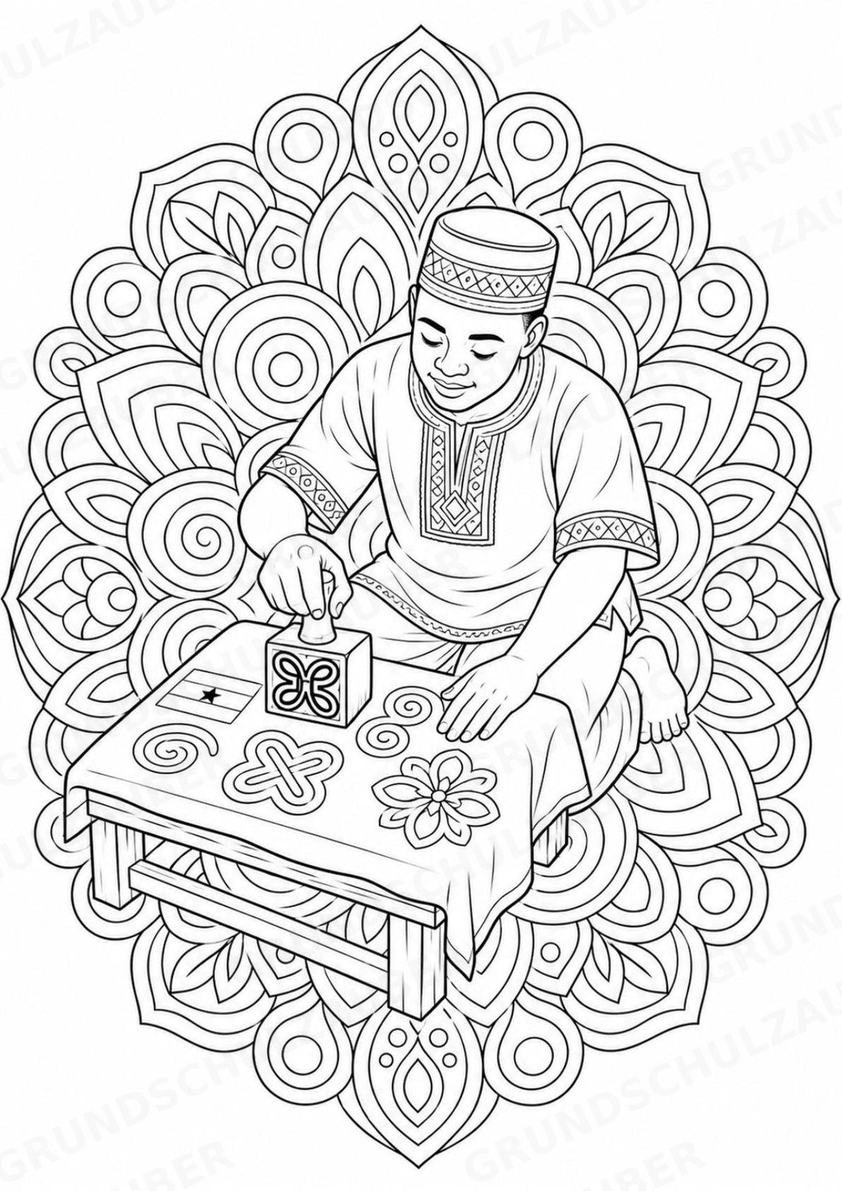 Ghana Mandalas Ausmalbilder – Länder und Kulturen – 15 Malvorlagen – Materialseite 9