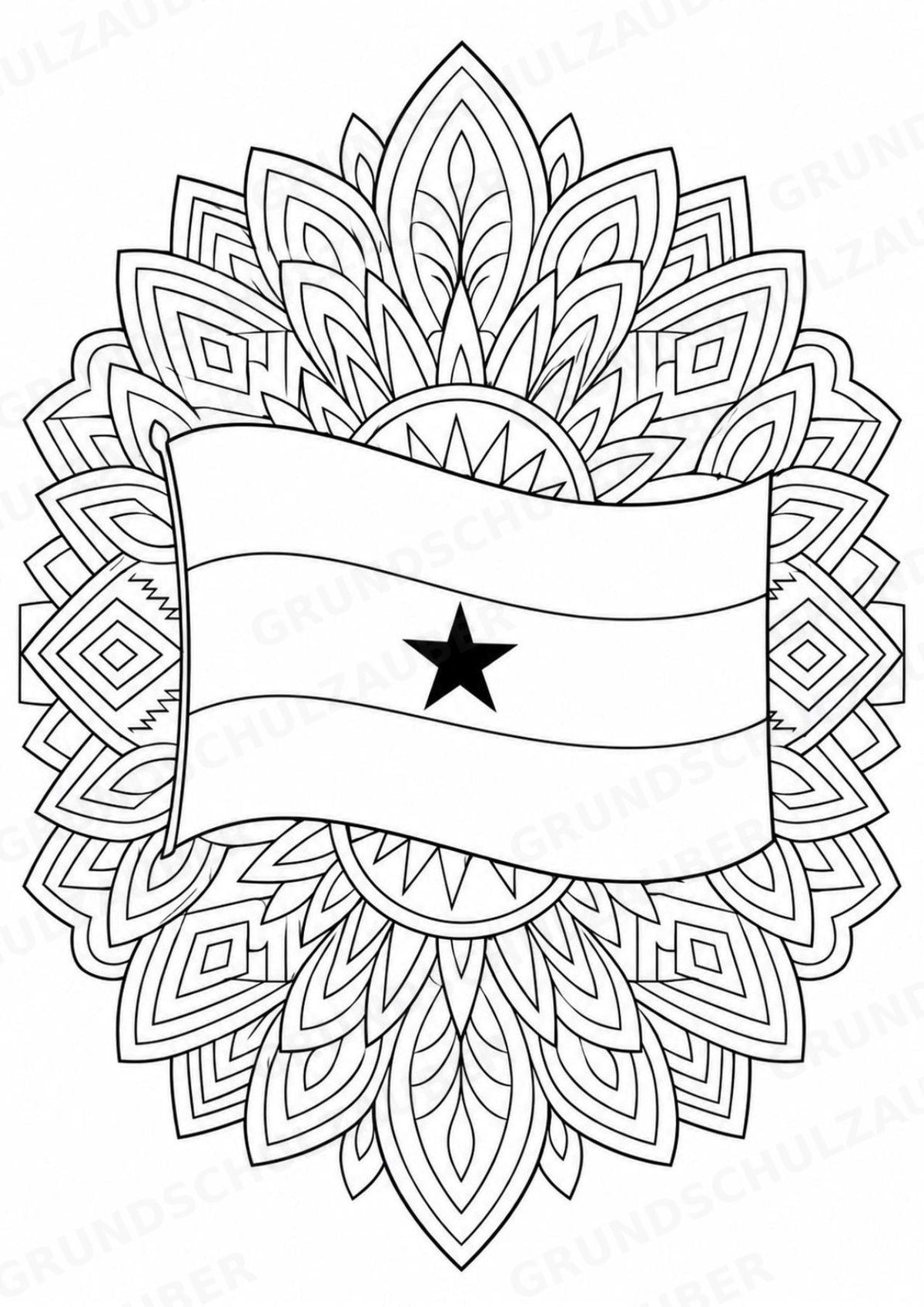 Ghana Mandalas Ausmalbilder – Länder und Kulturen – 15 Malvorlagen – Materialseite 14