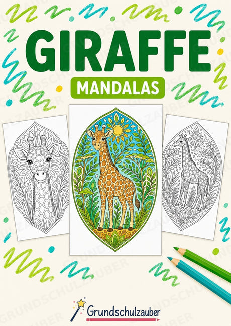 Giraffe Mandalas Ausmalbilder – Tiere – 15 Malvorlagen – Cover